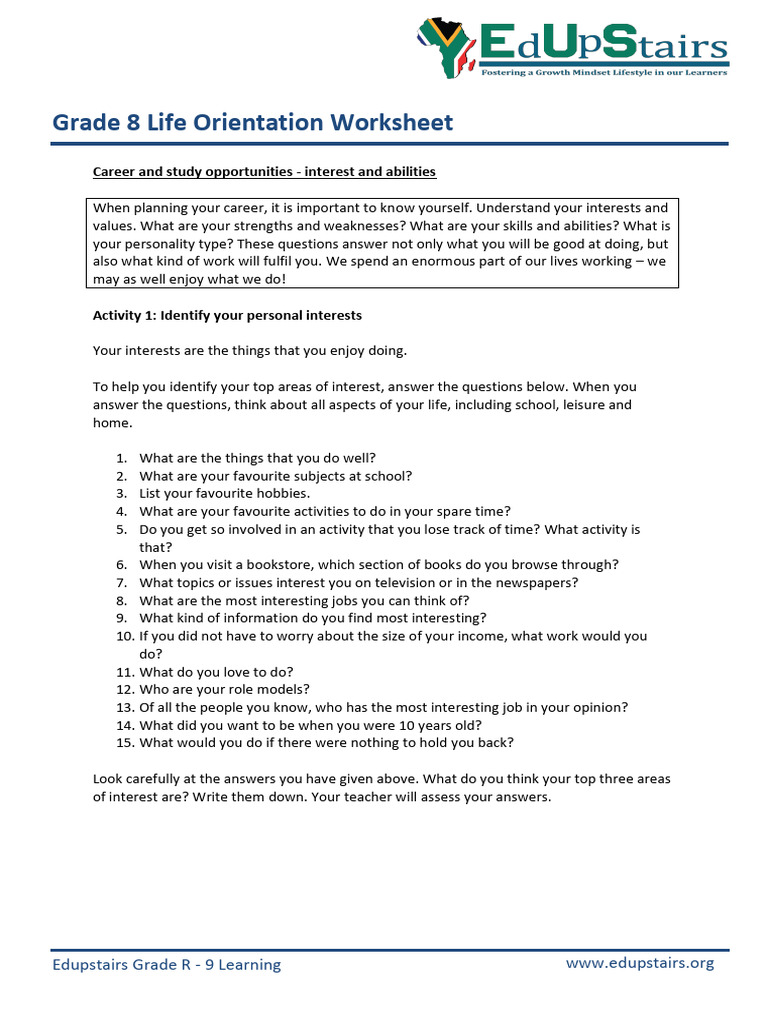 Career and Study Opportunities Interest and Abilities | PDF | Cognition