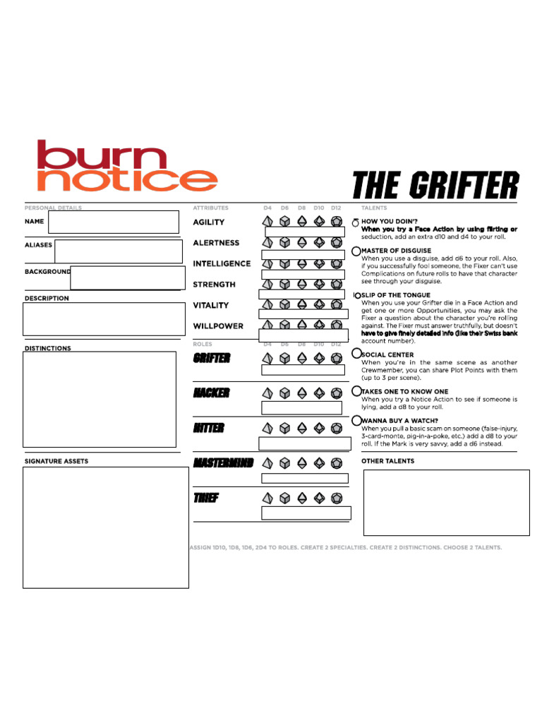 Leverage Sheets Burn Notice Fillable PDF