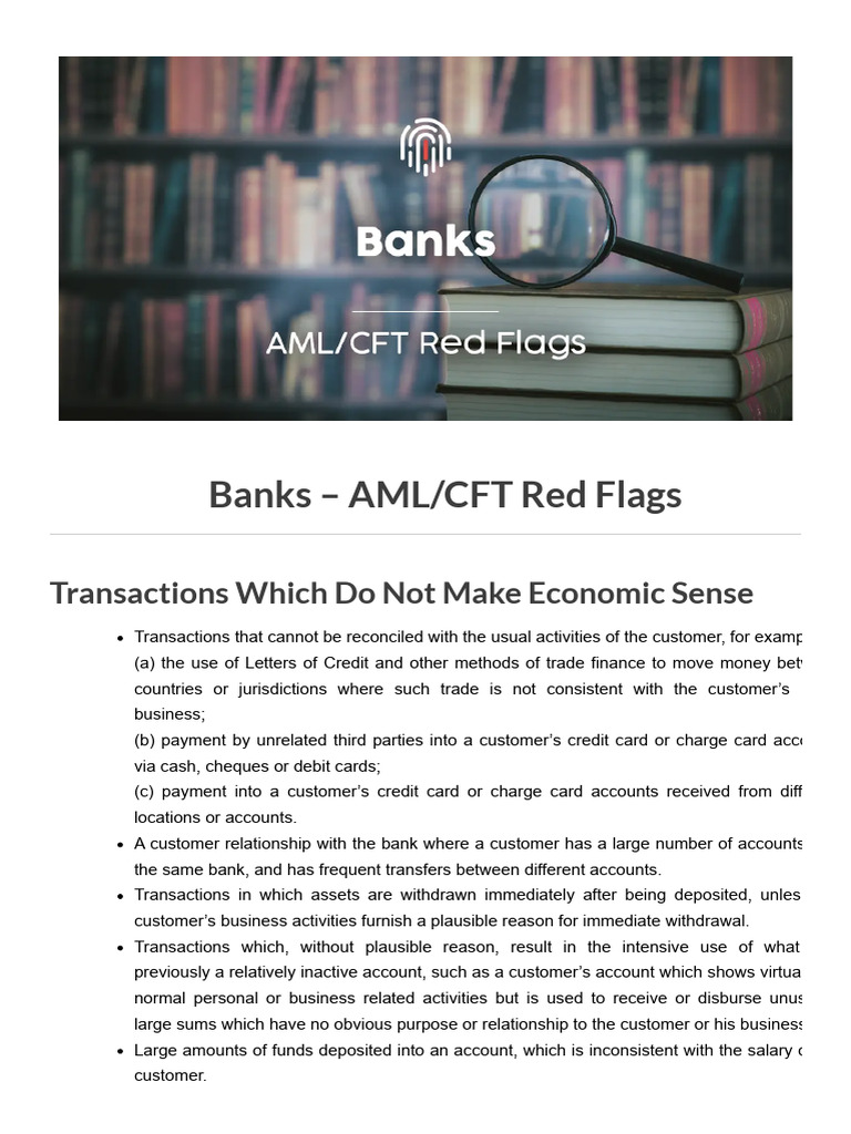Banks - AML - CFT Red Flags - AML-CFT | PDF | Credit Card | Banks