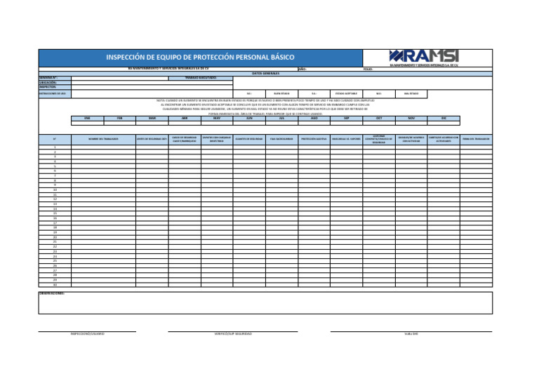 CHECK LIST INSPECCION DE EPP | PDF