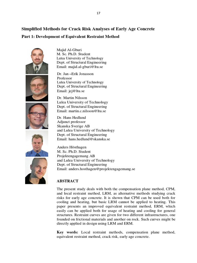 Simplified Methods For Crack Risk Analyses of Early Age Concrete | PDF ...