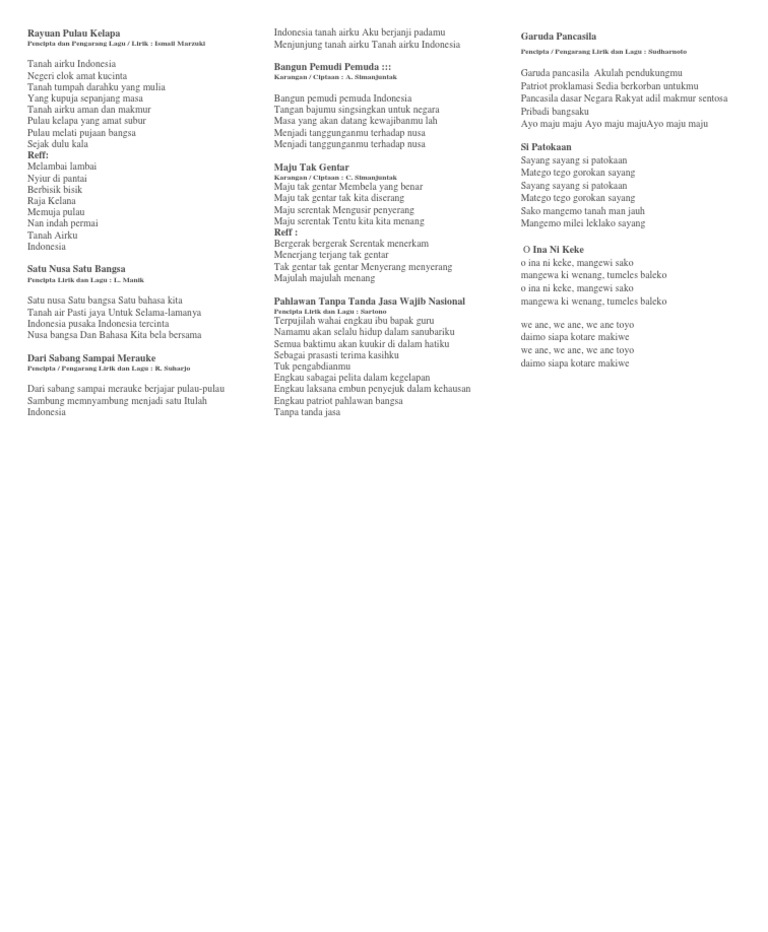 Lirik Lagu Nasional Pdf