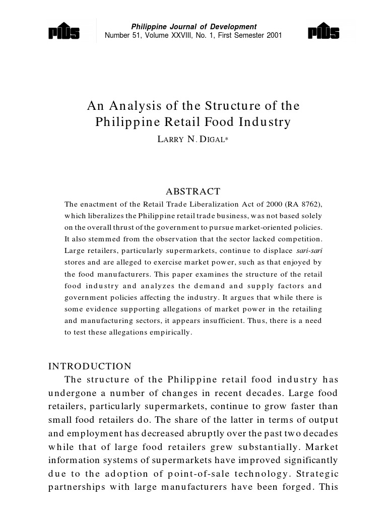 Structure of Philippine Retail Food Industry | PDF | Grocery Store | Retail