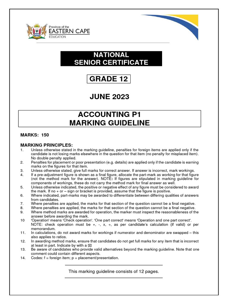 Accounting p1 gr12 memo june 2023 english pdf dividend equity