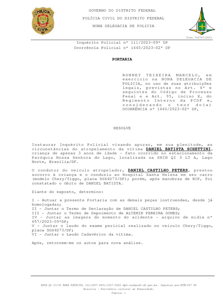 Portaria de Inquérito Policial 111/2023 | PDF | Polícia | Direito Penal