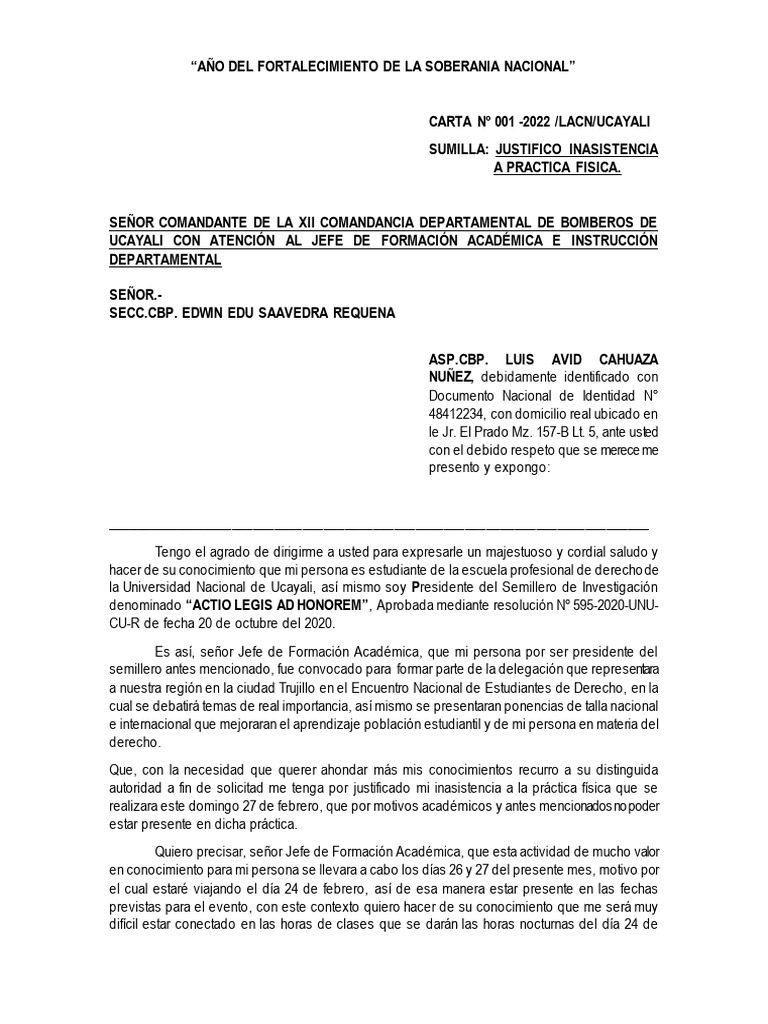 Justifico Inasistencia. | PDF | Derecho