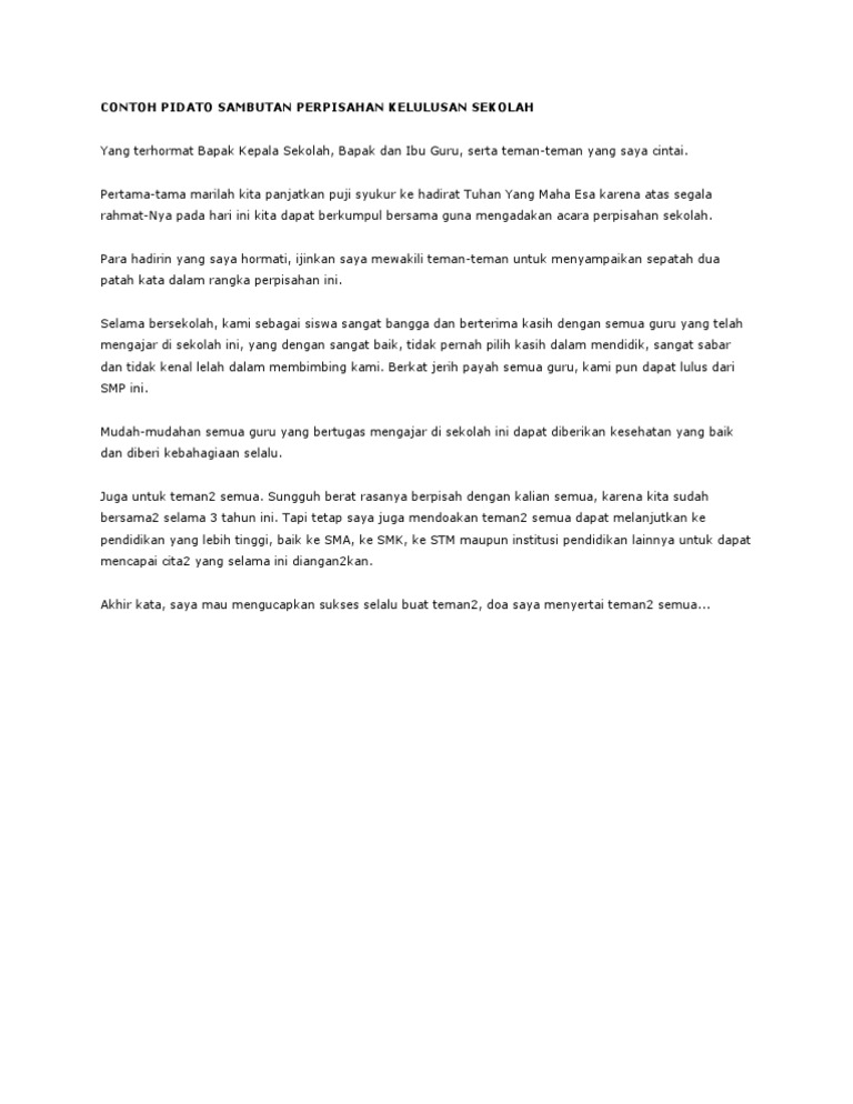 Contoh Pidato Sambutan An Kelulusan Sekolah