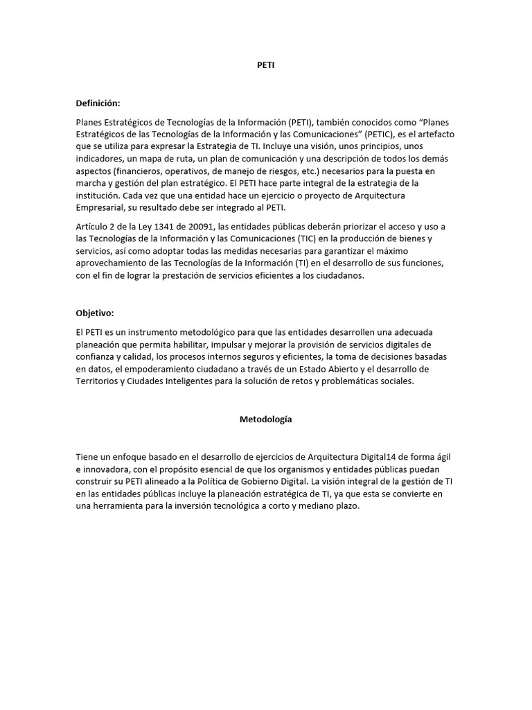 Peti Fase01 | PDF | Planificación estratégica | Planificación
