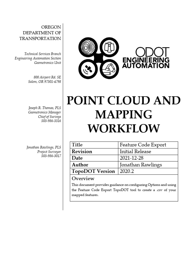 Topodot featurecodeexport workflow pdf comma separated values