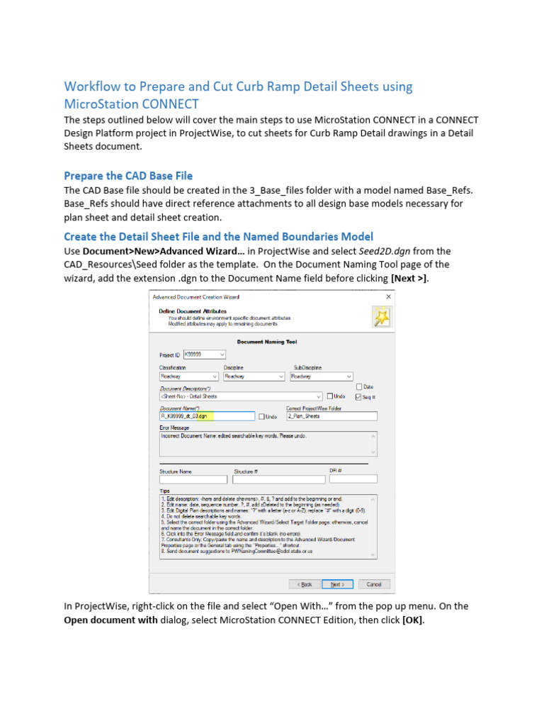 Prepare and Cut Curb Ramp Detail Sheets Using MicroStation CONNECT ...