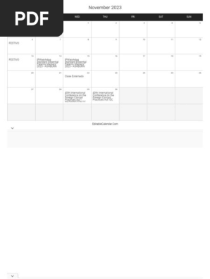 Editable Calendar November 2023