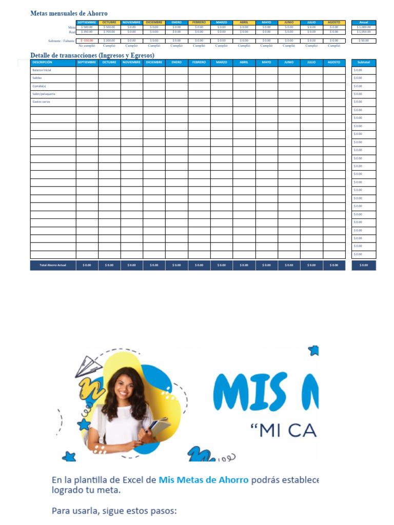 Plantilla Presupuesto Mis Metas de Ahorro | PDF