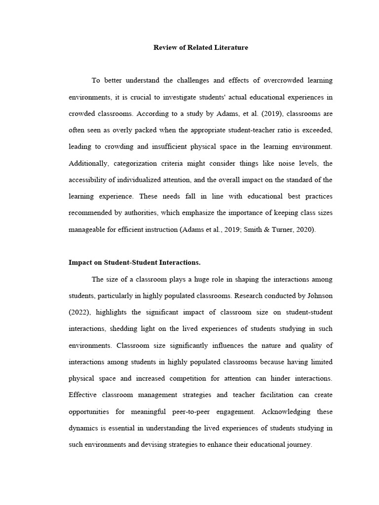 The Lived Experiences of Students Studying in A Highly Populated ...