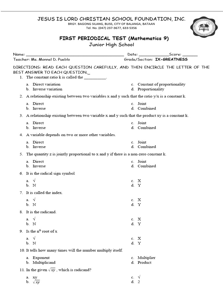 National Book Foundation Math Grade 9