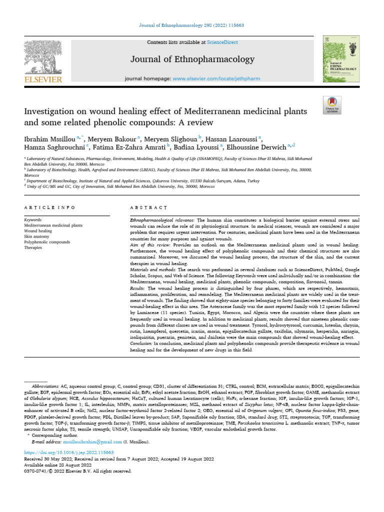 Mediterranean Plants for Wound Healing | PDF | Macrophage | Wound Healing