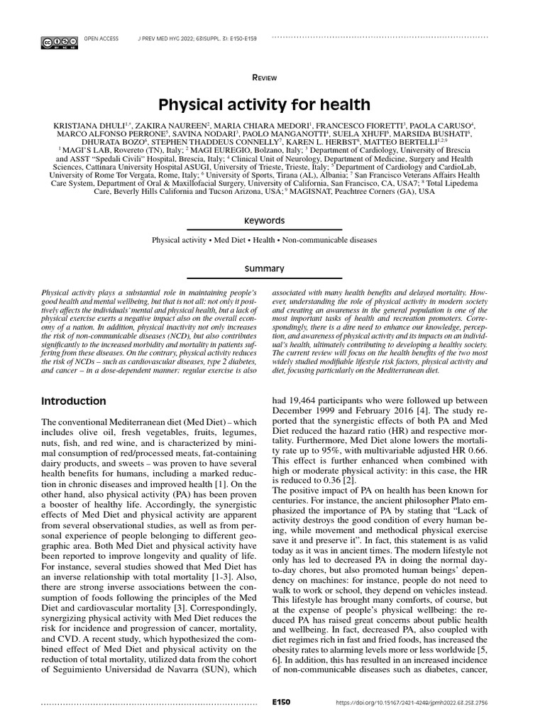 Physical Activity For Health | PDF | Obesity | Cardiovascular Diseases