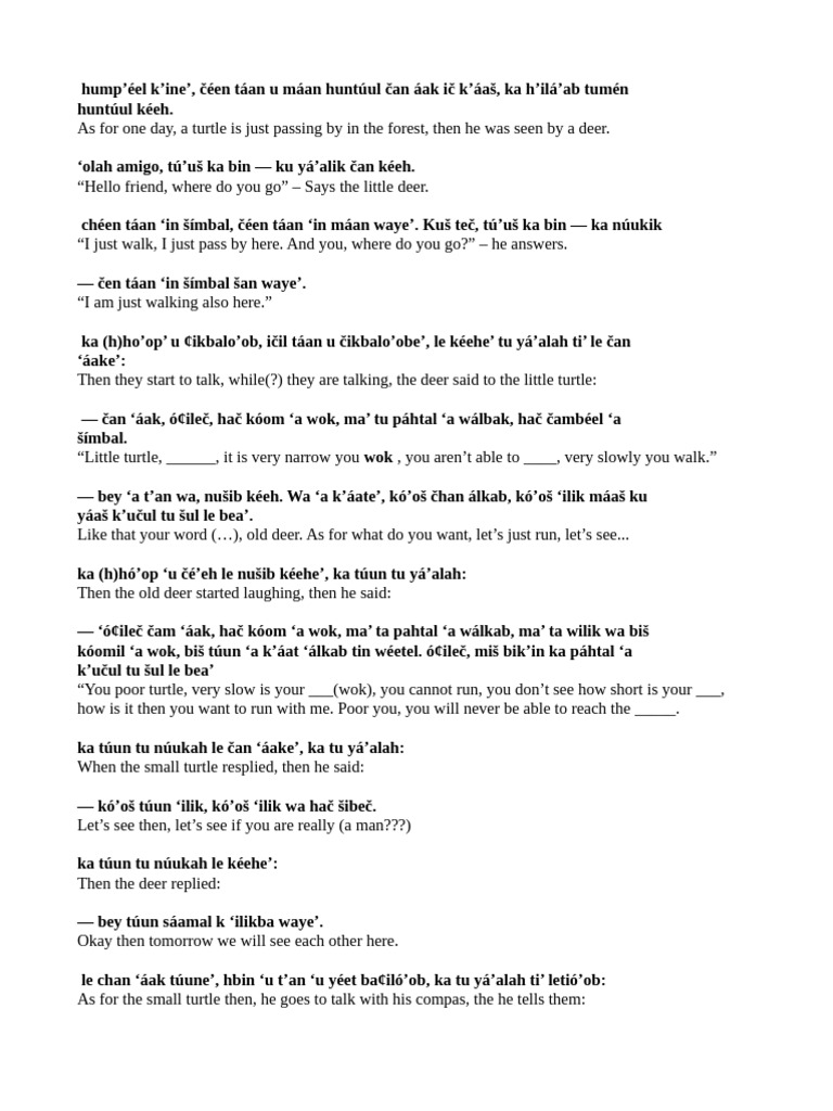 Turtle and The Deer Translation - Odt | PDF | Poetry