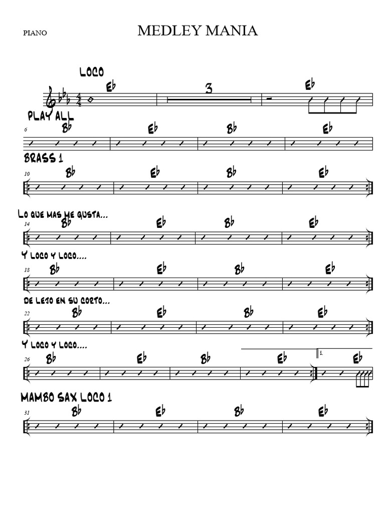Medley Mania Piano Bass Pdf