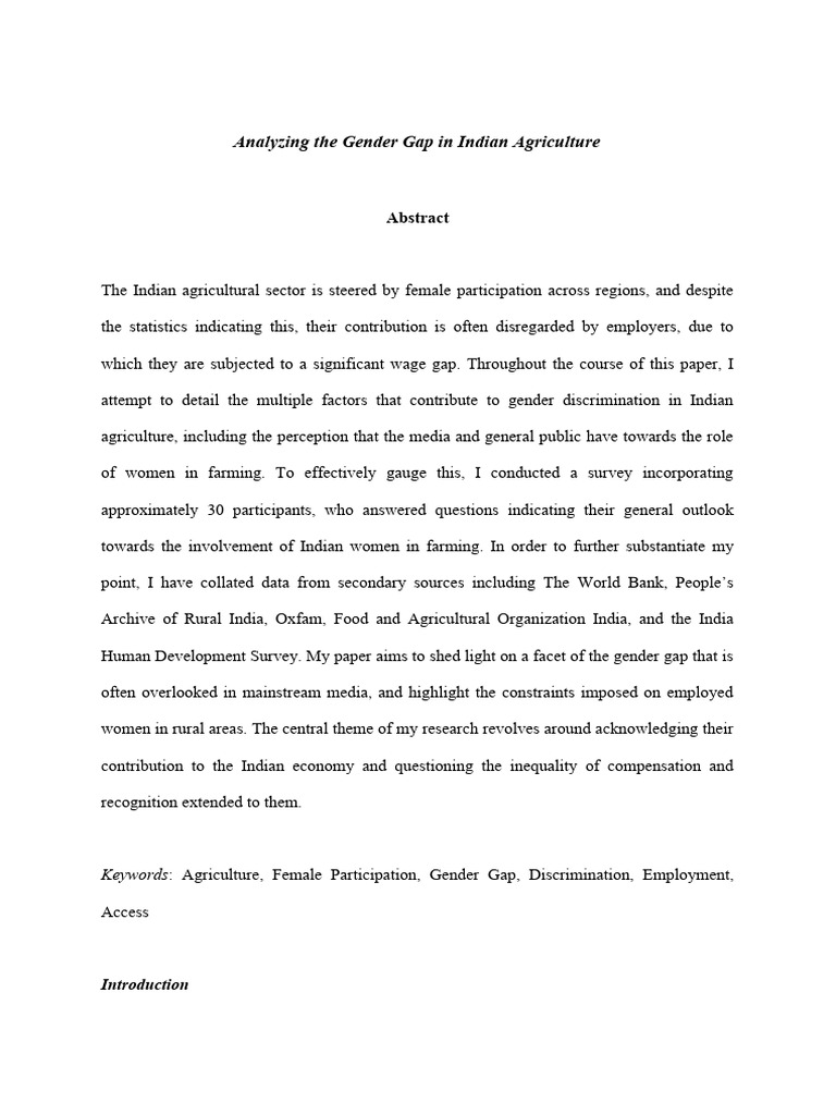 Analysis - Gender Gap in Indian Agriculture | PDF | Gender Pay Gap ...