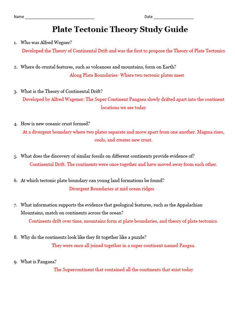 Plate tectonics study notes pdf plate tectonics volcano