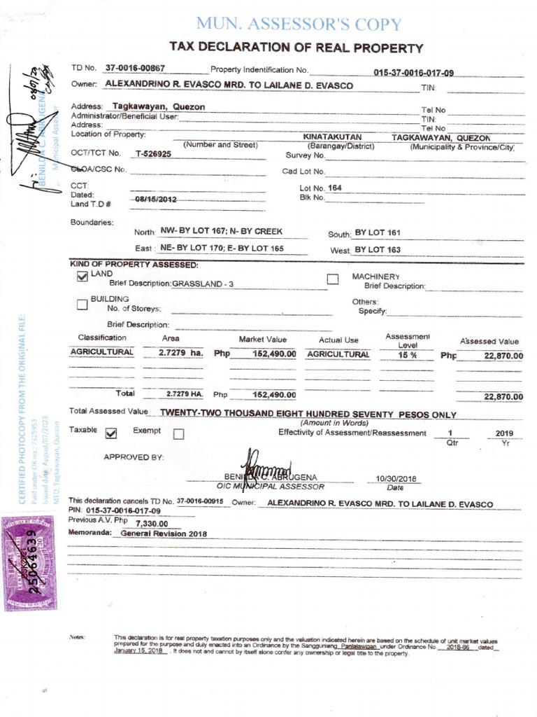 Tax Declaration 202320231002 - 09210234 | PDF