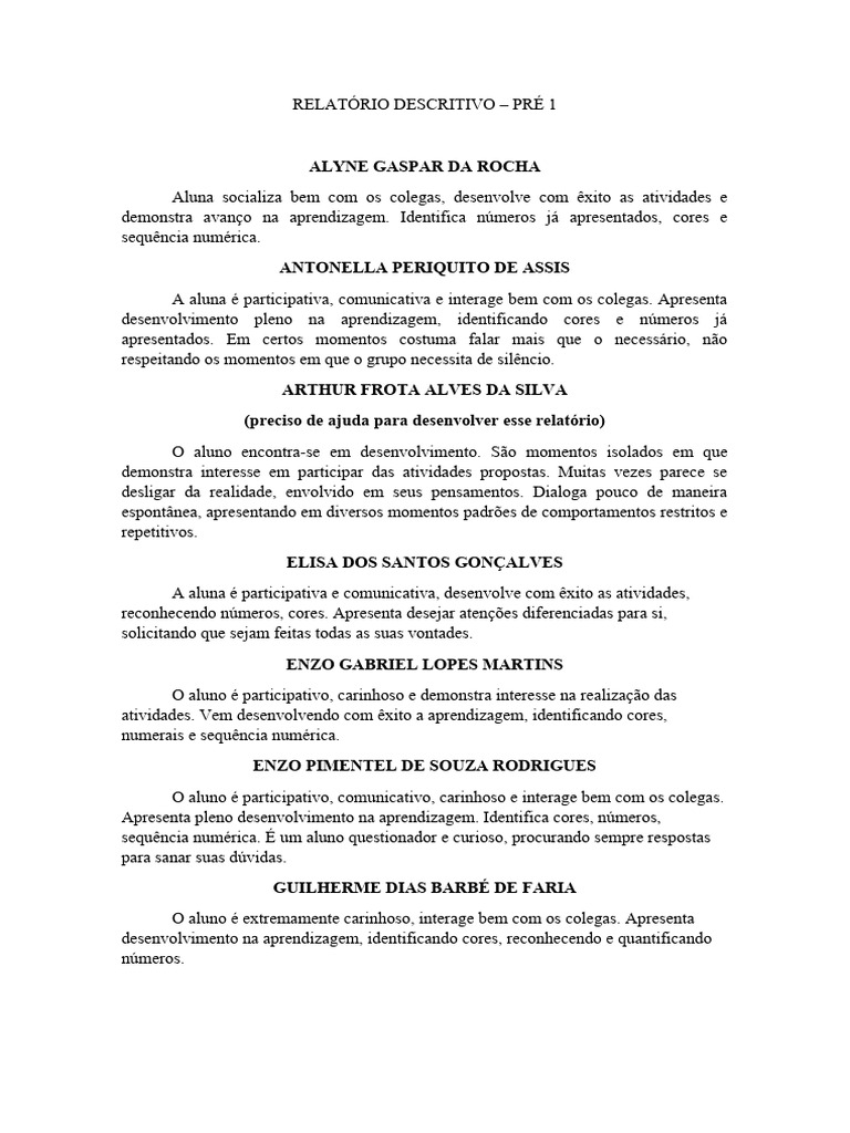 Relatório Descritivo | PDF