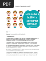 Proyecto Las Emociones Nivel Inicial | PDF | Las emociones | Beso