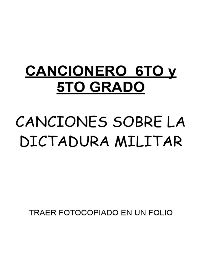 Cancionero 6to Grado | PDF