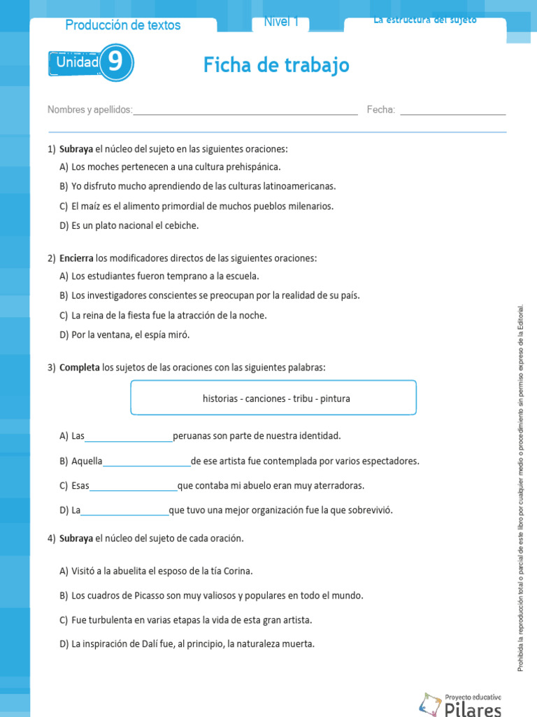 El Sujeto Y Su Estructura Fichas Pdf