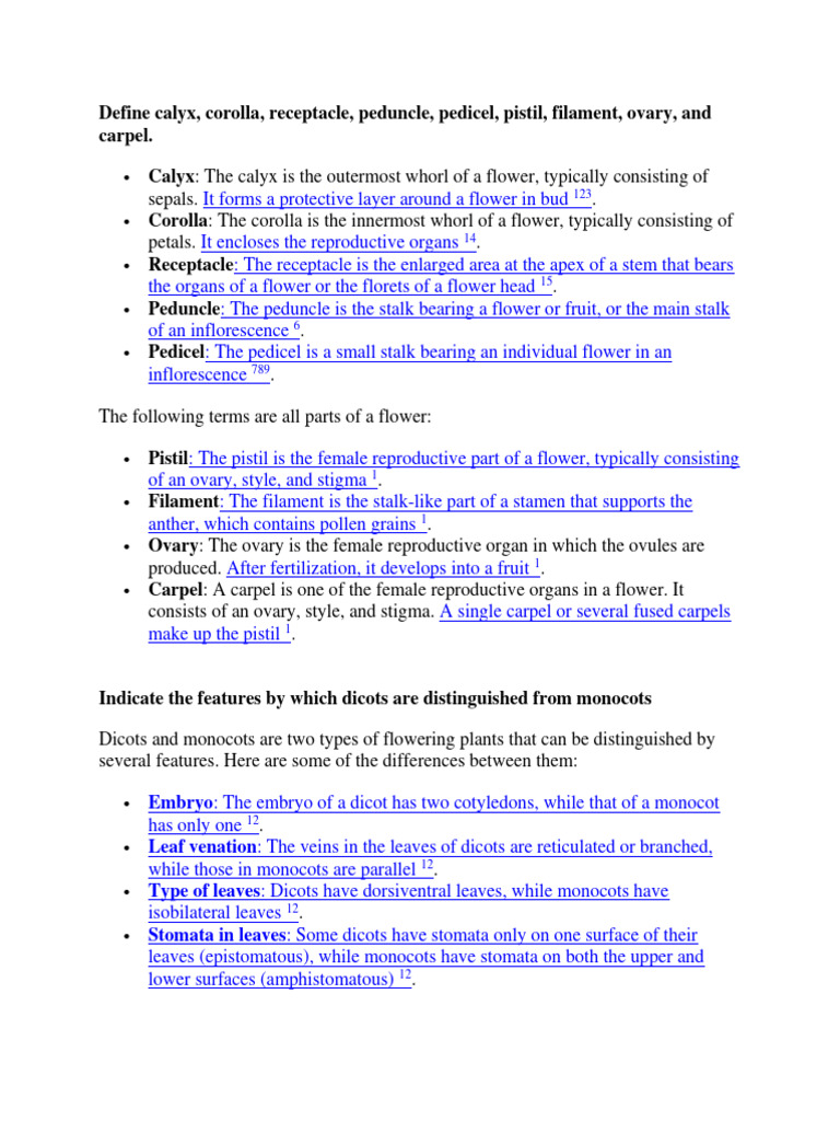 Botany Assignment Pdf Flowers Fruit