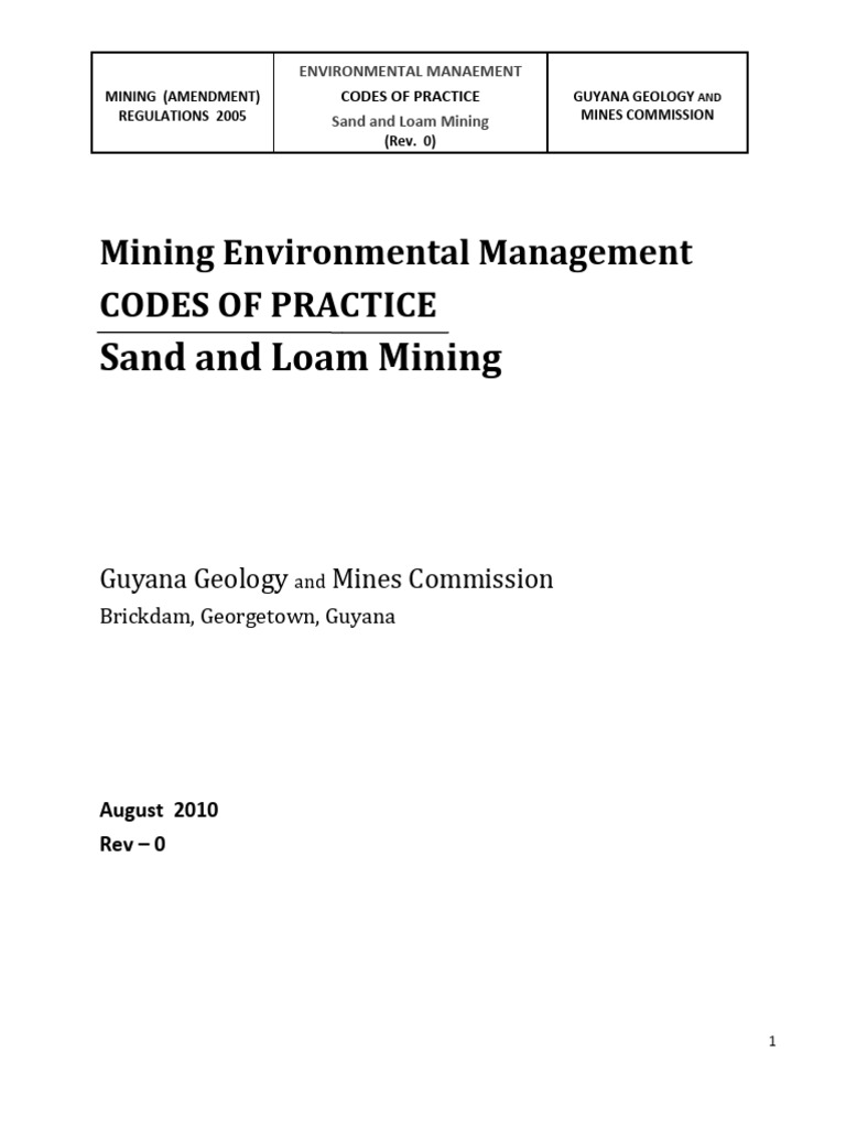 Code of Practice - Sand and Loam Mining | PDF | Mining | Waste