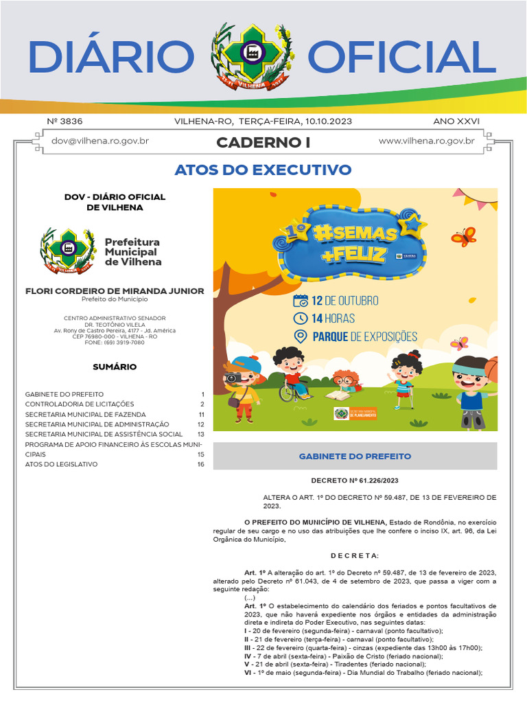 Atos do Executivo - Diário Oficial 3836 | PDF | Orçamento governamental ...