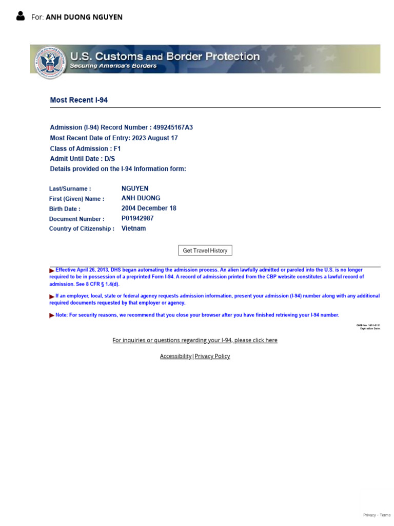 I94 - Official Website | PDF