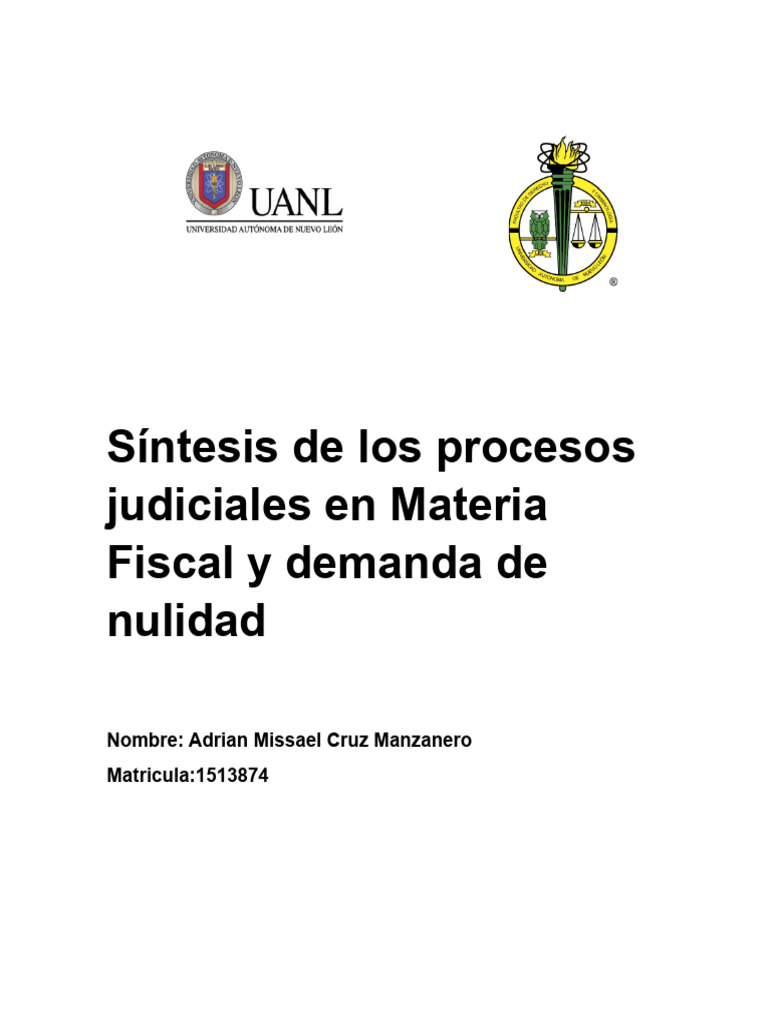 Síntesis de los procesos judiciales en Materia Fiscal PDF Caso de