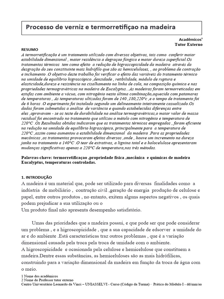 Word Com Modelo de Paper | PDF | Madeira | Temperatura