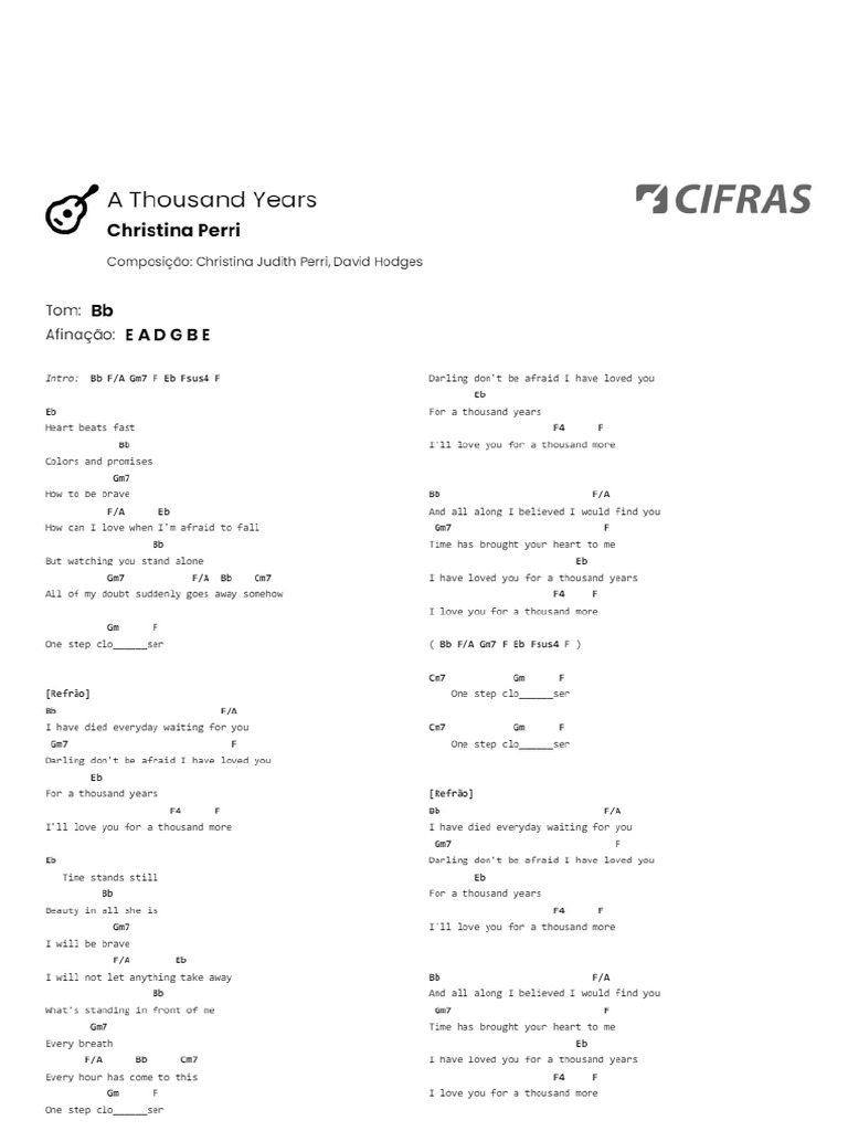 CIFRAS Cifra ChristinaPerri AThousandYears PDF