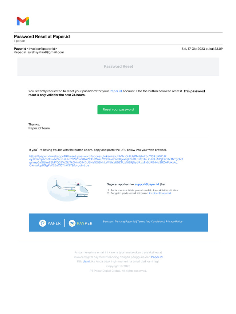 gmail password reset link phone number
