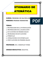 Cuestionario Matemáticas 1roBGU