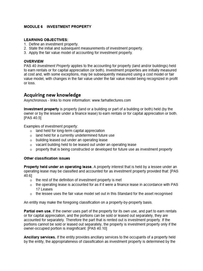 IAS 40: Accounting for Investment Property | PDF | Fair Value | Investing