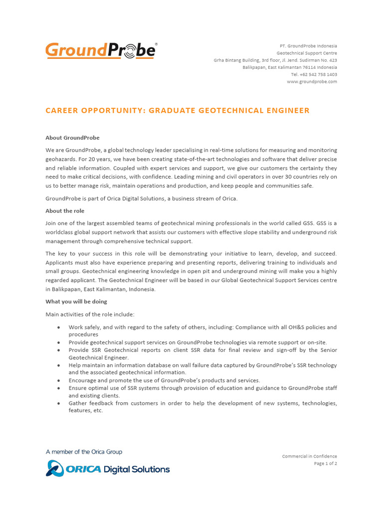 Career Opportunity Graduate Geotechnical Engineer PDF