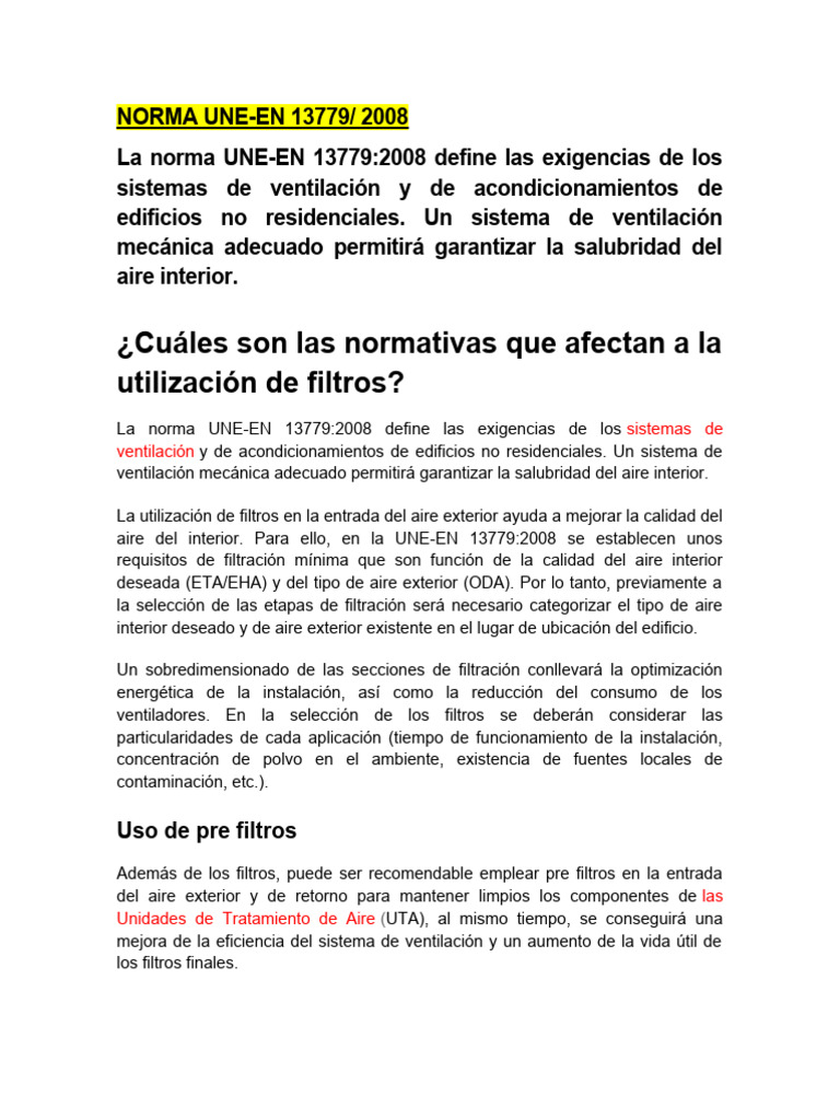 Norma UNE-EN 13779: Ventilación Edificios | PDF | Ventilación ...