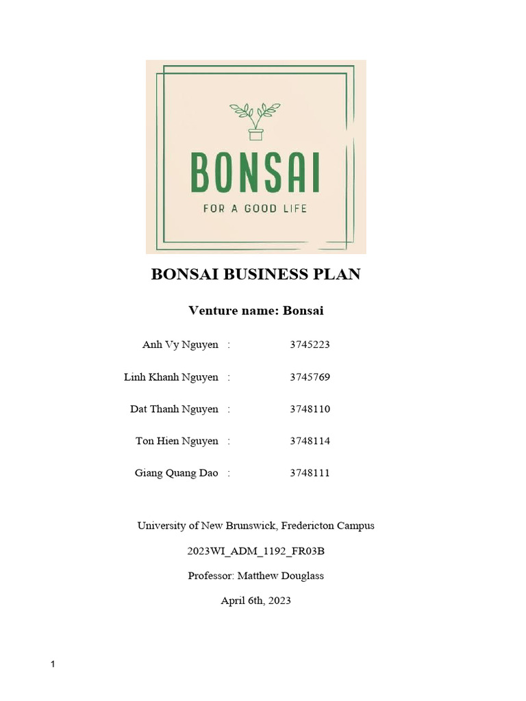 Bonsai Business Plan PDF