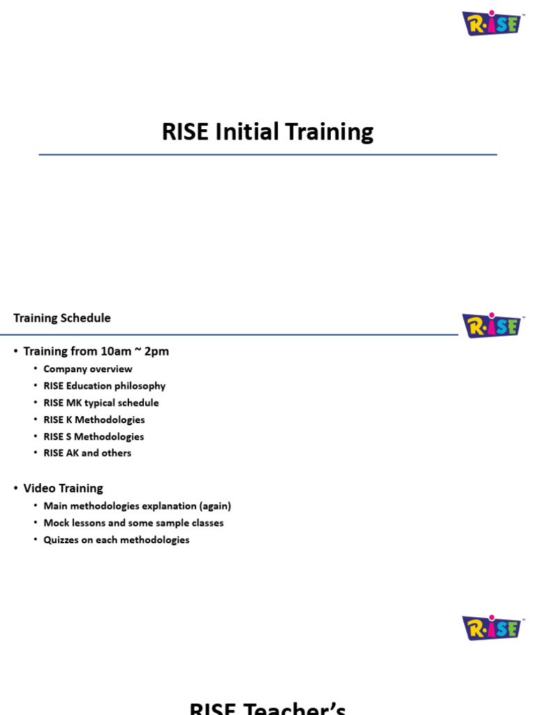 RISE Teacher Training Overview | PDF