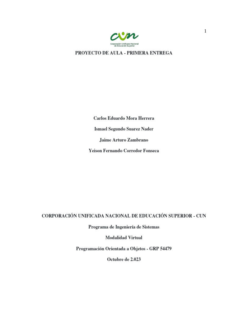 Proyecto de Aula Final Primera Entrega | PDF | Entorno de desarrollo ...