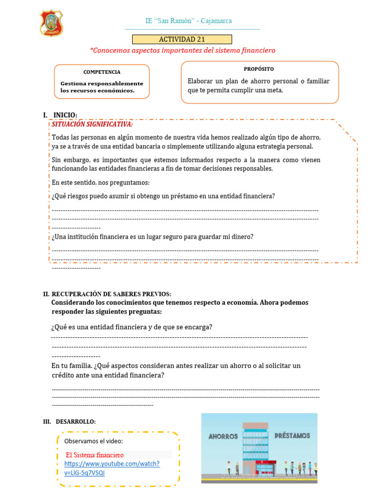 Actividad 21 - 4°-CCSS | PDF | Bancos | Sistema financiero