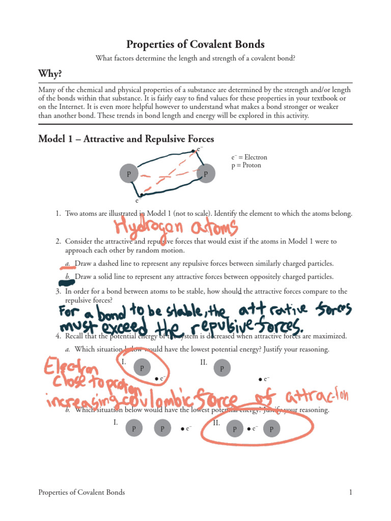 Properties of Covalent Bonds POGIL PDF