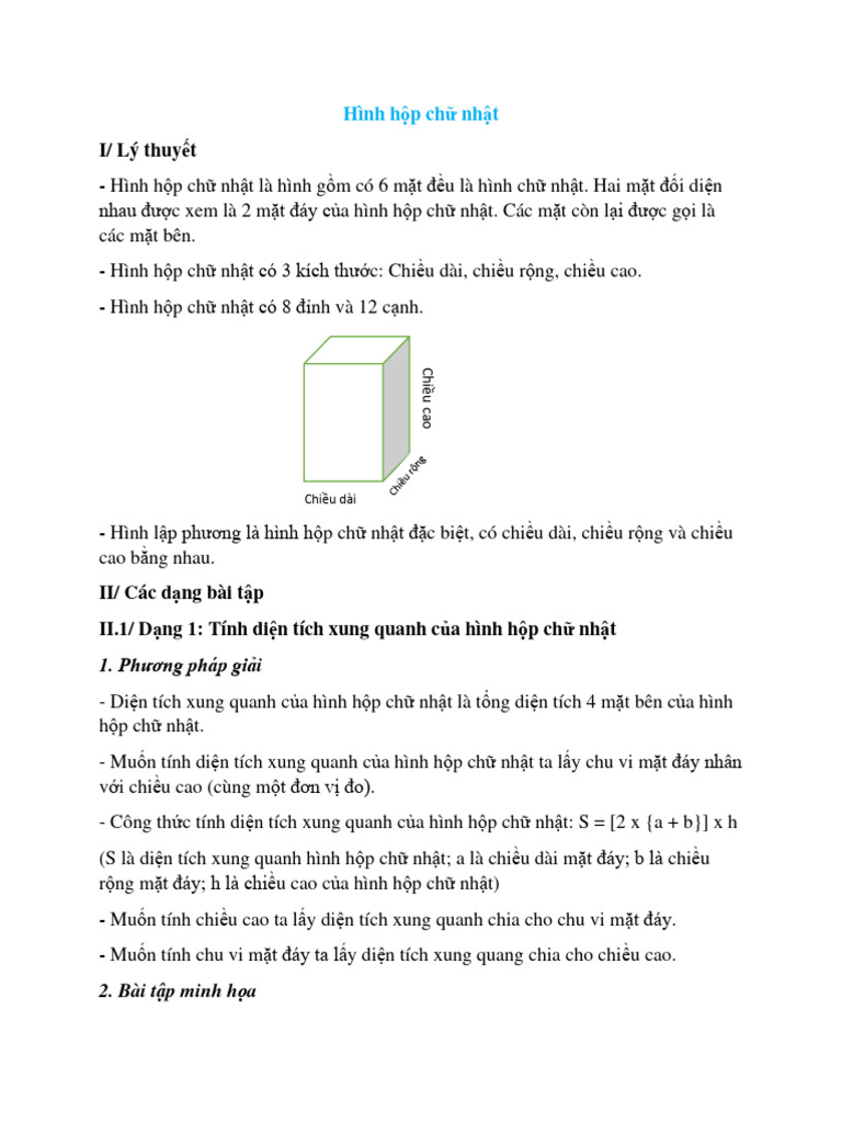Cac Dang Toan Ve Hinh Hop Chu Nhat Lop 5 Va Cach Giai | PDF