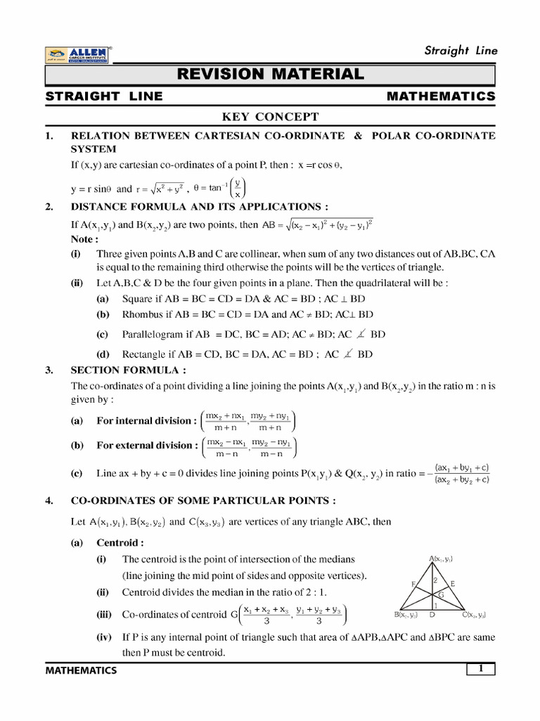 Straight Line Pdf