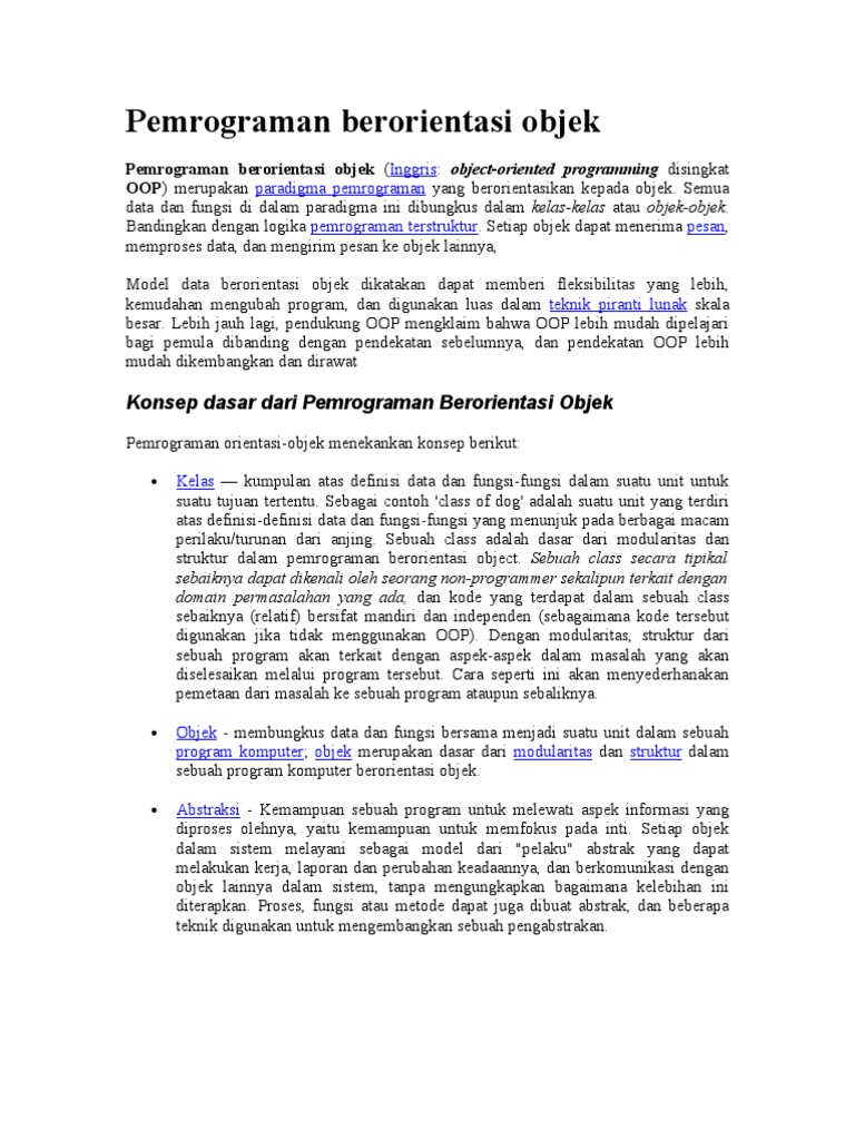 Pemrograman Berorientasi Objek | PDF | Komputer