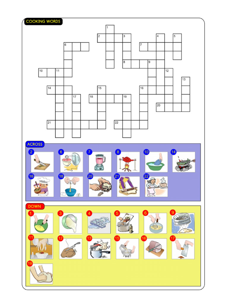 Action Cooking Verbs Crosswords 128662 PDF